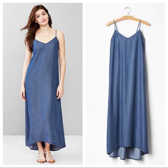 gap denim maxi dress